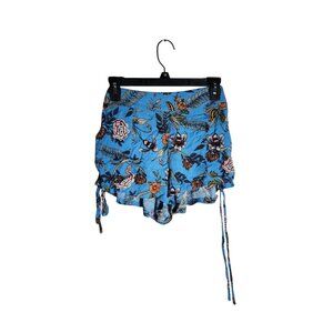 NWT Womens Blue Floral Printed Drawstring Shorts Cotton On S 100% Viscose Casual